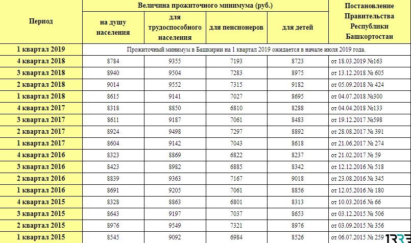 Новый прожиточный минимум в Башкирии установлен правительством с 1 января 2019 года